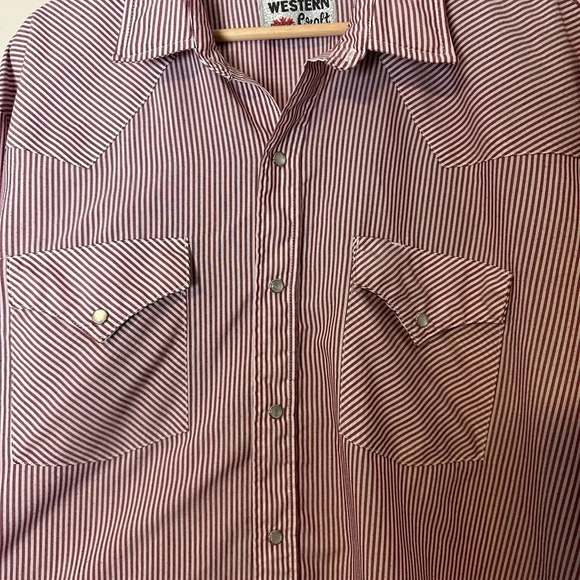 Vintage Western Craft Pinstriped Pearl Snap Shirt Size XXL - Picture 4 of 5
